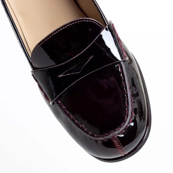 Michael Kors Buchanan Burgundy Patent Block Heel Loafers Preppy - Picture 9 of 16